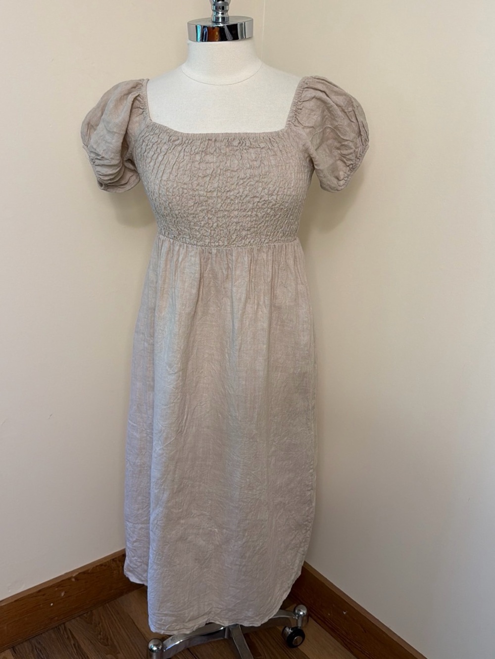 Beachwood Menorca Dress in Tan Linen S/M